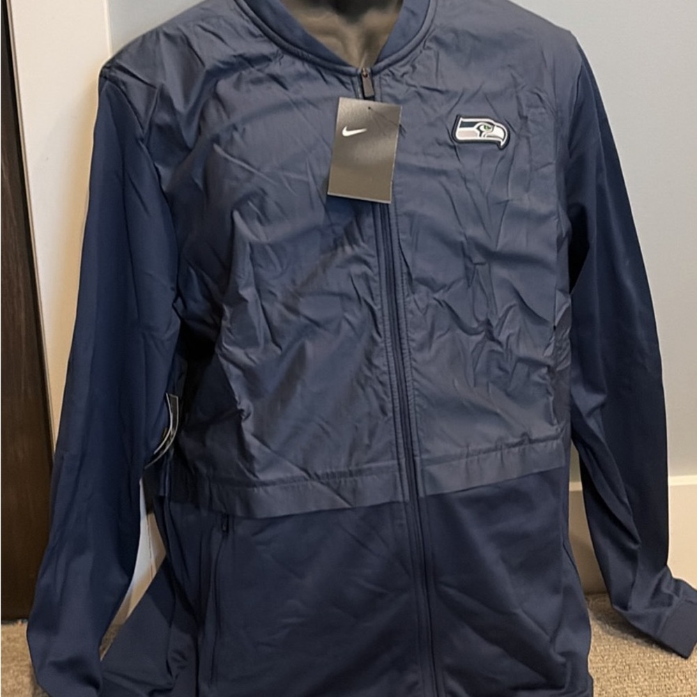 Nike Men's Dark Blue Windbreaker Jacket. Seattle Seahawks